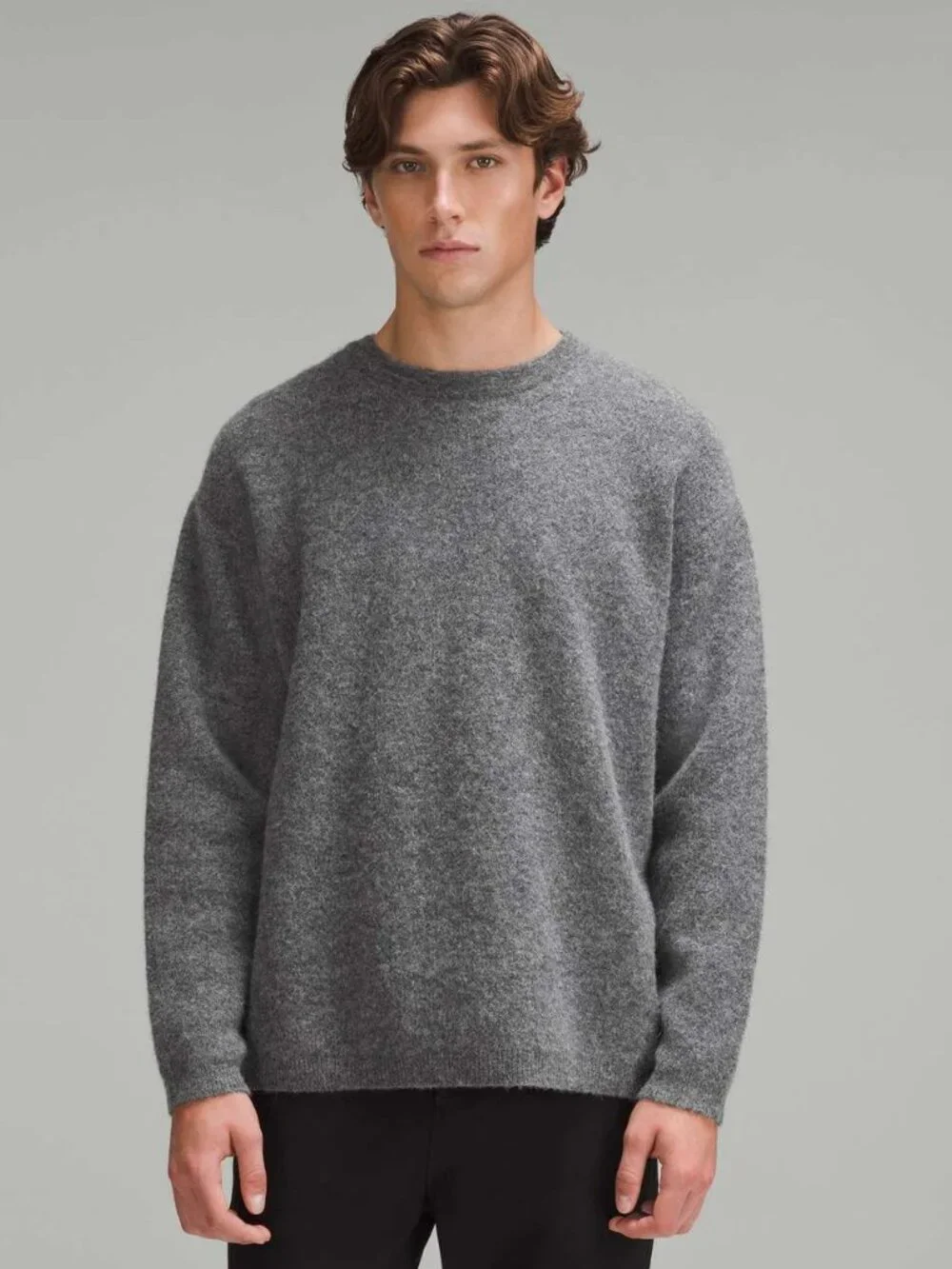Men's Lululemon Alpaca Wool-Blend Crewneck Sweater L Heathered Asphalt Grey